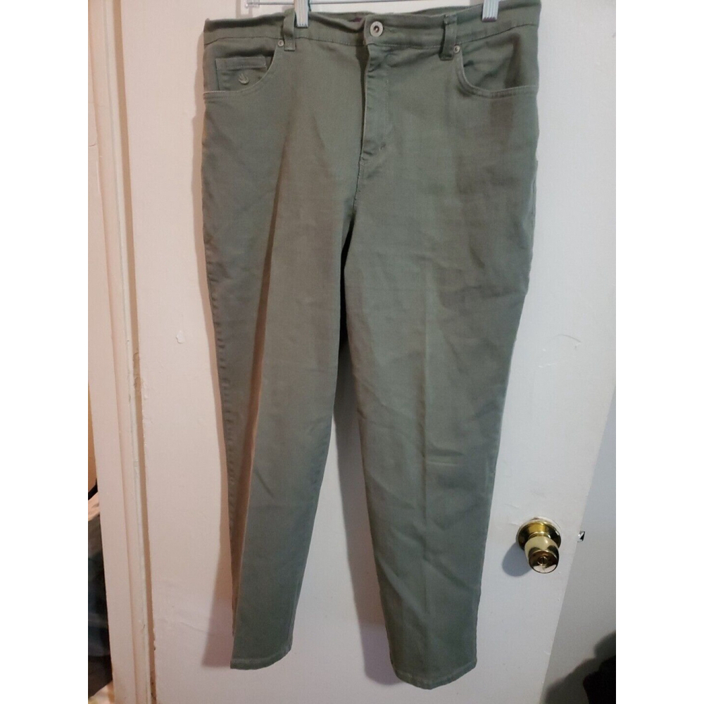 Gloria Vanderbilt Amanda Jeans Missy 14 SHORT Olive Denim High Rise